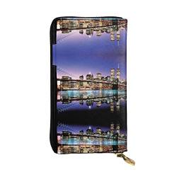 FAIRAH Brooklyn Bridge Printed Leather Wallet, Zippered Credit Card Holder Unisex Version von FAIRAH