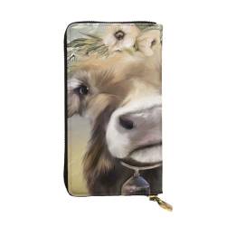 FAIRAH Cute Cow Printed Leather Wallet, Zippered Credit Card Holder Unisex Version von FAIRAH