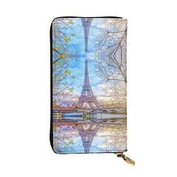 FAIRAH Eiffel Tower Printed Leather Wallet, Zippered Credit Card Holder Unisex Version von FAIRAH