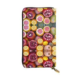 FAIRAH Fruit Picture Printed Leather Wallet, Zippered Credit Card Holder Unisex Version von FAIRAH