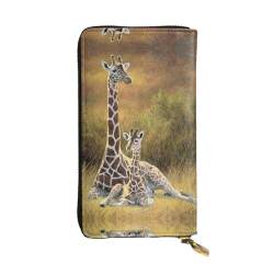 FAIRAH Giraffe Mum and Baby Printed Leather Wallet, Zippered Credit Card Holder Unisex Version von FAIRAH