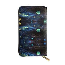 FAIRAH Outer Space Planets Printed Leather Wallet, Zippered Credit Card Holder Unisex Version von FAIRAH