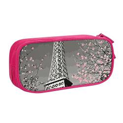 FAIRAH Paris Eiffelturm Gedruckt Große Kapazität Doppelschicht Reißverschluss Stifttasche Schreibwaren Aufbewahrungstasche, rose, Einheitsgröße, Schulrucksack von FAIRAH