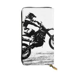 FAIRAH Rider Silhouette Printed Leather Wallet, Zippered Credit Card Holder Unisex Version von FAIRAH