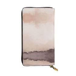 FAIRAH Rose Color Blush and Black Printed Leather Wallet, Zippered Credit Card Holder Unisex Version von FAIRAH