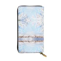 FAIRAH Snow Scene Printed Leather Wallet, Zippered Credit Card Holder Unisex Version von FAIRAH