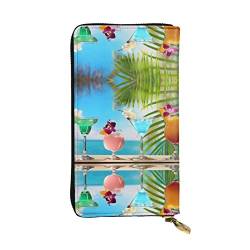 FAIRAH Tropical Cocktails Printed Leather Wallet, Zippered Credit Card Holder Unisex Version von FAIRAH