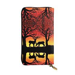 FAIRAH Winter Nature Deer Printed Leather Wallet, Zippered Credit Card Holder Unisex Version von FAIRAH