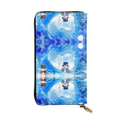 FAIRAH Winter Snowman Printed Leather Wallet, Zippered Credit Card Holder Unisex Version von FAIRAH