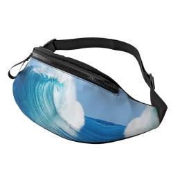 Gürteltasche mit Ozean-Strand-Motiv, hochdichte Polyesterfaser, bequem und flexibel, geeignet für den täglichen Gebrauch, Blau Ozean Welle, Einheitsgröße von FAIRAH