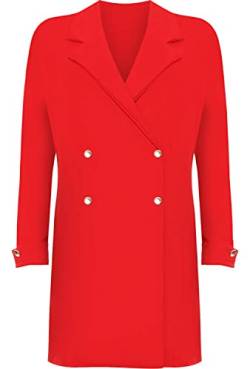 Damen Oversize-Mode Zweireihiges Blazerkleid Langarm Lose Blazer Elegant Mantel Oberbekleidung Jacke, rot, 46 von FAIRY BOUTIQUE