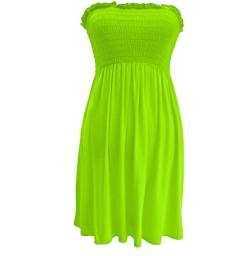 Damen Trägerloses einfarbiges Boobtube Sheering Top Damen Strand Cover Up Strand Sommerkleid Bandeau Minikleid Sommer Weste, neon green, 38-40 von FAIRY BOUTIQUE