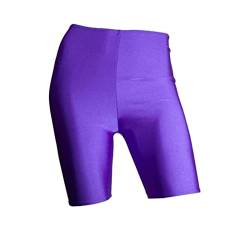 FAIRY BOUTIQUE Damen Radhose über dem Knie, neonfarben, glänzend, tanzend, weich, Stretch, Fitness, Kniehose, violett, 42-44 von FAIRY BOUTIQUE