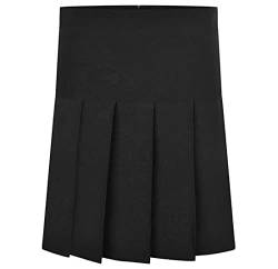 FAIRY BOUTIQUE Faltenrock für Damen und Mädchen, Schuluniform, halber fallender Faltenrock, hohe Taille, Minirock, Schwarz , 42 von FAIRY BOUTIQUE