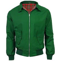 FAIRY BOUTIQUE Klassische Harrington-Jacke für Herren, Erwachsene, langärmelig, 1970er-Jahre, Retro-Scooter-Mantel, mit Reißverschluss, Übergröße, flaschengrün, XXXXX-Large von FAIRY BOUTIQUE