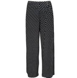 FAIRY BOUTIQUE Palazzo Damen Hose mit weitem Bein, elastischer Taille, einfarbig, Freizeitkleidung, schwarz / punkte, 46-48 von FAIRY BOUTIQUE