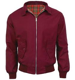 Klassische Harrington-Jacke für Herren, langärmelig, im Stil der 70er-Jahre, Retro-Stil, mit Reißverschluss, Übergröße, wein, L von FAIRY BOUTIQUE