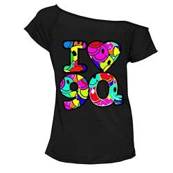 Damen-T-Shirt, Motiv: "I Love 90er", kurze Ärmel, Retro-Stil, Popstar-T-Shirt, Größe 36-54, Schwarz , 46-48 von FAIRY TRENDZ LTD