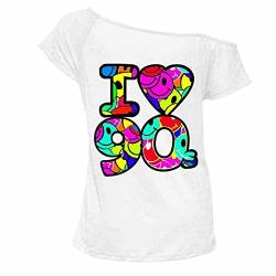 Damen-T-Shirt, Motiv: "I Love 90er", kurze Ärmel, Retro-Stil, Popstar-T-Shirt, Größe 36-54, weiß, 34-36 von FAIRY TRENDZ LTD