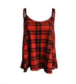 Damen-Top, ärmellos, Swing-Träger, Übergröße, Größe 34-54 Gr. 42-44, Rotes Tartan-Muster von FAIRY TRENDZ LTD