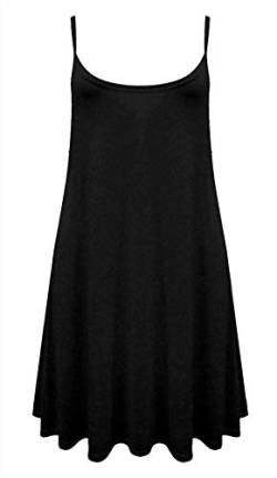 FAIRY TRENDZ LTD Damen-Kleid, Übergröße, Bedruckt, ärmellos, Cami, Swing-Kleid, Größe 34-54 Gr. 50-52, Schwarz von FAIRY TRENDZ LTD