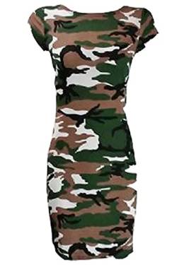 FAIRY TRENDZ LTD Damen Midi-Kleid mit Umhangärmeln und Rundhalsausschnitt, figurbetont, für Kostümpartys, camouflage, 50/52 von FAIRY TRENDZ LTD