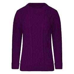 FAIRY TRENDZ LTD Damen Strickpullover mit Zopfmuster und langen Ärmeln, Gr. 34-46, violett, 42-44 von FAIRY TRENDZ LTD