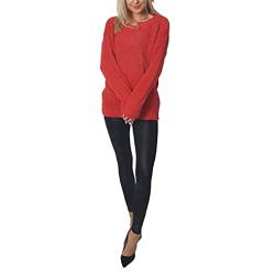 FAIRY TRENDZ LTD Damen Strickpullover mit langen Ärmeln, Rundhalsausschnitt, Fischnetz-Pullover, Grobstrick, rot, 42-44 von FAIRY TRENDZ LTD