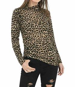 FAIRY TRENDZ LTD Damen Turtle Polo-Kragen Langarm Shirt Damen Leopard Print Party Wear Top Gr. 38-40, braun von FAIRY TRENDZ LTD