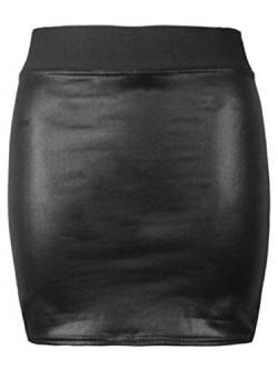 FAIRY TRENDZ LTD Damen Wetlook PVC Cami Swing Top Skaterkleid Leder figurbetontes Kleid Mini Rock Leggings Tops UK 8-26 Gr. 50-52, Wet-Look Minirock von FAIRY TRENDZ LTD