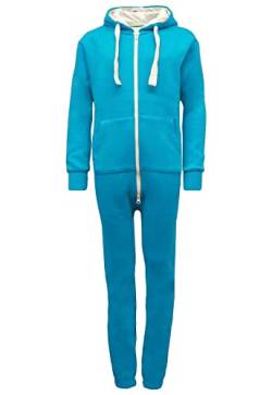 Erwachsene Jumpsuit Einfarbig Non Footed All in One Pyjama Unisex One Piece Unisex Zip Up Onesies, türkis, Medium von FAIRY TRENDZ