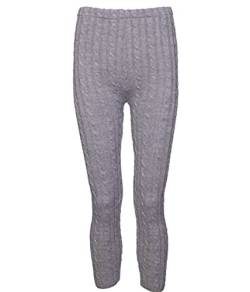 FAIRY TRENDZ Damen-Leggings mit grobem Zopfmuster, warm, für den Winter, dicke Jegginghose, grau, 38-40 von FAIRY TRENDZ