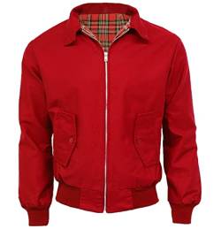 FAIRY TRENDZ Klassische Harrington-Jacke für Herren, trendig, Vintage, Retro, Scooter, 1970er-Jahre-Bomberjacke mit Reißverschluss, Rot/Ausflug, einfarbig (Getaway Solids), XX-Large von FAIRY TRENDZ