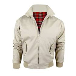 FAIRY TRENDZ Klassische Harrington-Jacke für Herren, trendig, Vintage-Retro-Scooter, 1970er-Jahre-Bomberjacke mit Reißverschluss, Beige, 5X-Large von FAIRY TRENDZ