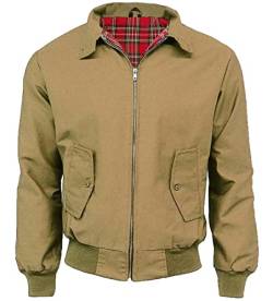 FAIRY TRENDZ Klassische Harrington-Jacke für Herren, trendig, Vintage-Retro-Scooter, 1970er-Jahre-Bomberjacke mit Reißverschluss, CAMEL, Large von FAIRY TRENDZ