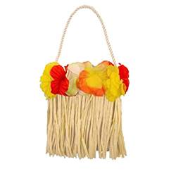 Hula-Strohtasche für Damen, mit Blumen, Einheitsgröße, für Junggesellinnenabschied, Party, Hawaii-Tasche von FAIRY TRENDZ