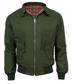 Klassische Harrington-Jacke für Herren im Stil der 70er-Jahre, Vintage-Stil, Retro, Bomberjacke, Reißverschluss, olivgrün, Large von FAIRY TRENDZ
