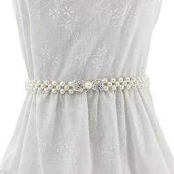 FAIRYGATE Damen Geflochtener Gürtel Perle für Frauen Kleider Taille Kette Kleid Dekoration, DA6513 von FAIRYGATE