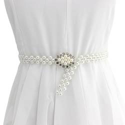 FAIRYGATE Elegante Frauen Gürtel Perlen für Taille Kleid Brautjungfer Jeans Bund Breite Hosen, DA6522 von FAIRYGATE