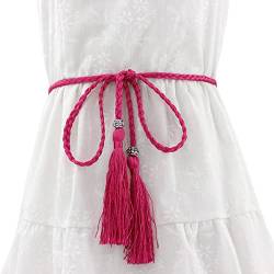 FAIRYGATE Gürtel Damen Taillengürtel Damen Gürtel Geflochten Slim Fit Taillengürtel Geflochtene Bauchkette mit Tassel Retro Style, DA1224 von FAIRYGATE