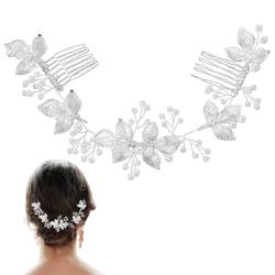 FAIRYGATE Haarschmuck Damen Boho Kristall Kopfkette Silber Braut Kopfschmuck Perle Stirnband Festival Haarband für Frauen und Mädchen 4905 von FAIRYGATE