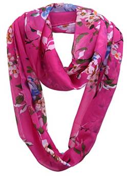 FAIRYGATE Loop Schal mit Blumen Muster Schlauchschal Tuch Damen Geschenke für Frauen Loop Schal Damen Pink 55011 von FAIRYGATE