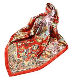 FAIRYGATE Retro Seidenschal Damen Klassische Hochwertige Satin Seide Quadratischer Schal Bandana Kopfschmuck Haarband Senior Zubehör Sommer 61021 von FAIRYGATE