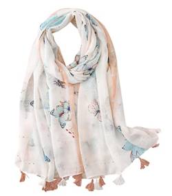 FAIRYGATE Schal Damen Schmetterlingsdruck Halstuch aus Polyamid und Baumwolle für Mädchen Schöner Blumendruck Übergroße Damenschals 16220, 90 * 180 cm von FAIRYGATE