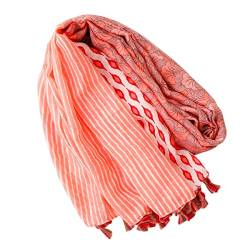 FAIRYGATE Schal für Damen Mädchen roter Schal mit Streifen Hochwertiger Halstuch Umschlagtuch weicher Schlauchschal für Sommer Herbst und Winter Tuch XXL Tücher 67009 von FAIRYGATE