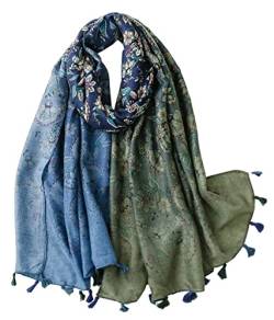FAIRYGATE Schals & Tücher für Damen Mädchen Paisley Elegantes Accessoire Baumwolle Seiden Schal Halstuch Schulter Tuch oder Umschlagstuch einsetzbar 61007 von FAIRYGATE