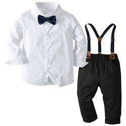2-Teiliges Kleinkind Jungen Babyanzug Gentleman Kinder Langarm Hemd + Hose mit Träger Anzug Kleidung Set 100 von FAIRYRAIN