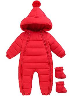 3 Piece Kinder Junge Mädchen Daunenanzug Daunenmantel Herbst Winter Jumpsuit Schneeanzug Spielanzug Overall mit Schuhe und Handschuhe 18-24 Months von FAIRYRAIN