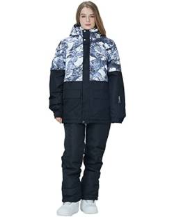 FAIRYRAIN 2 Teilig Damen Winter Warme Winddicht Wasserdichte Schneejacken Snowboardjacke Schneeanzug Skijacke + Skihose Set Skianzug Skibekleidung für Outdoor Sport M von FAIRYRAIN