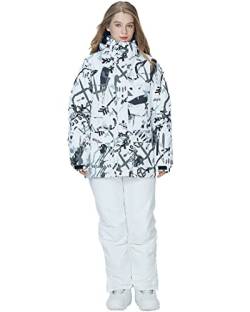 FAIRYRAIN 2 Teilig Damen Winter Warme Winddicht Wasserdichte Schneejacken Snowboardjacke Schneeanzug Skijacke + Skihose Set Skianzug Skibekleidung für Outdoor Sport XXL von FAIRYRAIN